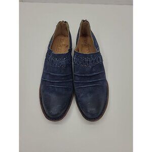 Born Katharina Navy Women's Size 8 Rouched Ankle Bootie Suede Leather Back Zip